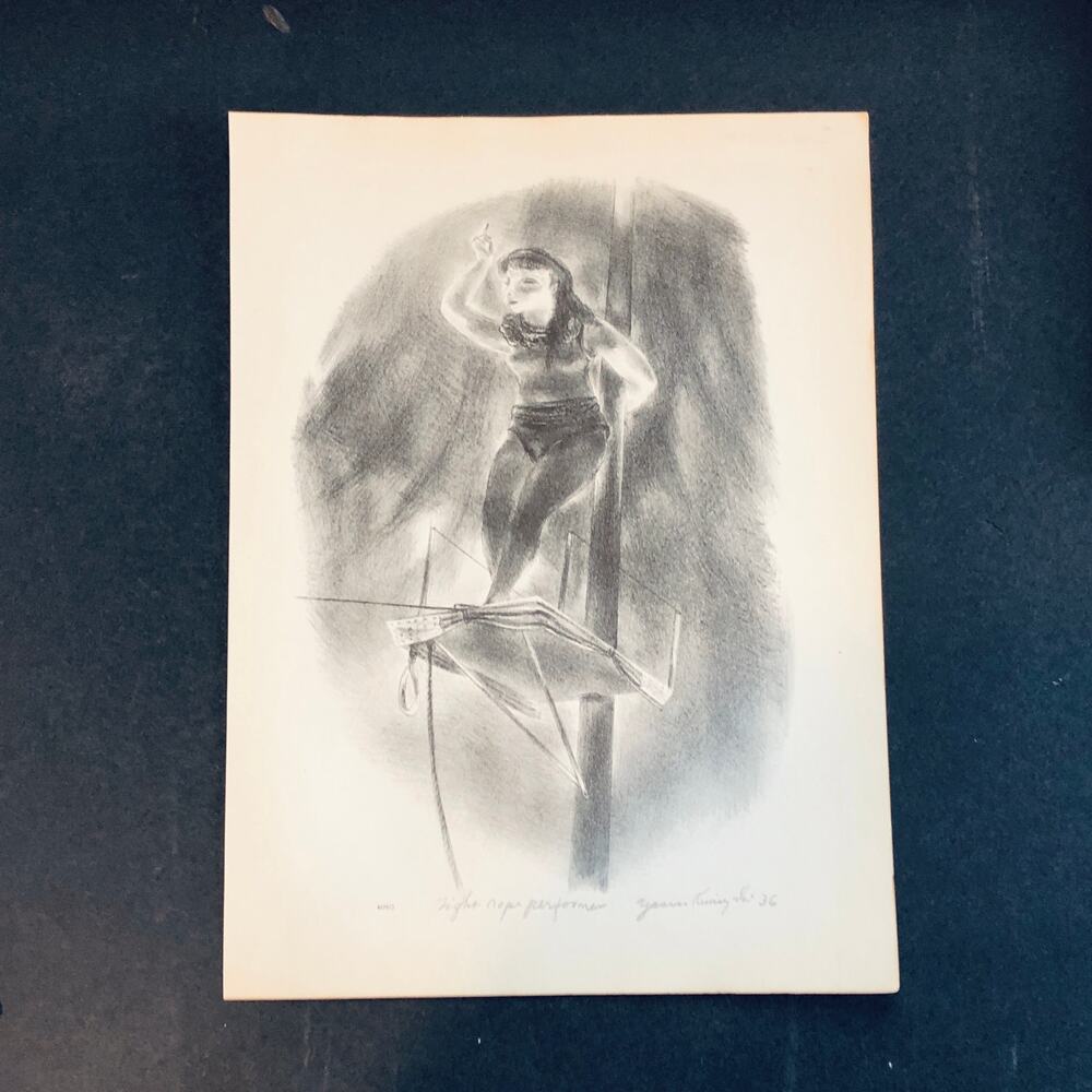 Yasuo Kuniyos Tight Rope Performer 1930s Art Print Sketch WPA Vintage